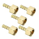 バーブホース継手 黄銅材質 6mmバーブx1/4 PTメス ゴールドトーン バーブ長さ18mm 5個入り