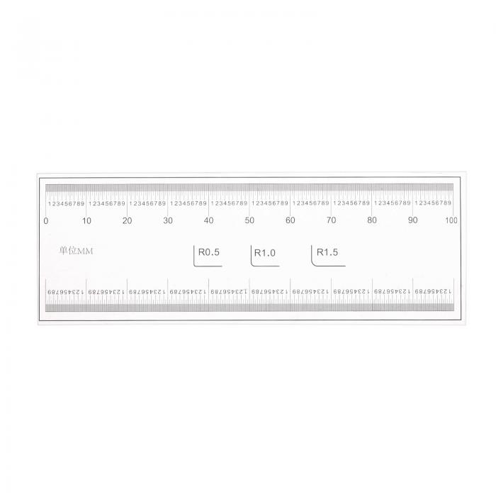 フィルムフレキシブル定規 10 cm 0.1 mmスケール Rアングルと幅線付き PET樹脂製 折りたたみ直定規 校正ソフト定規 測定ツール 工場用 透明