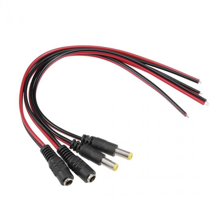 メス - オスDC電源ケーブル アダプターカプラー 5.5mmx2.1mm 長さ 2ペア入り