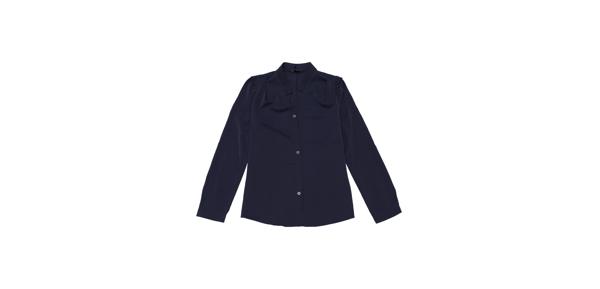 Allegra K シフォンブラウス シャツ Vネック ワーク オフィス ボタンアップ エレガント レディース ネイビーブルー XS
