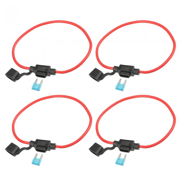 X AUTOHAUX 車のインラインヒューズホルダー インラインミニブレードスタイル 15Aヒューズ付き 12ゲー..