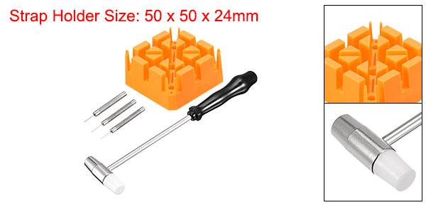 ハンマー パンチピン ストラップホルダー プラスチック製 オレンジ リンクリムーバーツール キットスペアピンケースメタル 0.7/0.8/0.9mm
