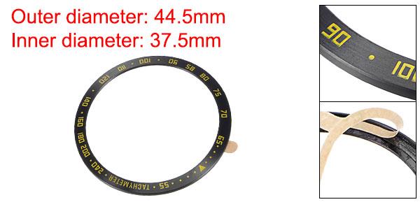 ウォッチベゼルリング 粘着カバー スタイルB ステンレス鋼 PVD 傷防止 プロテクター ダイヤル用 ブラック リング直径44 mm