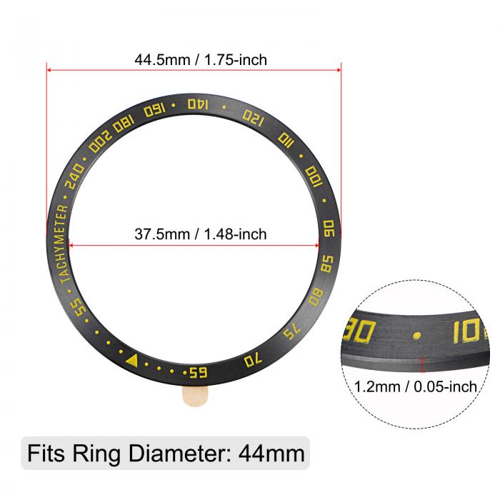ウォッチベゼルリング 粘着カバー スタイルB ステンレス鋼 PVD 傷防止 プロテクター ダイヤル用 ブラック リング直径44 mm
