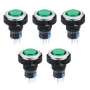 プッシュボタンスイッチ 穴直径22mm グリーン 1 NO 1 NC プラスチック材料 5個入り
