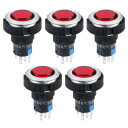 プッシュボタンスイッチ 穴直径22mm レッド DPST 1 NO 1 NC プラスチック材料 5個入り