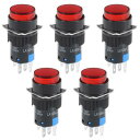 プッシュボタンスイッチ 穴直径16mm レッド 1 NO 1 NC プラスチック材料 5個入り