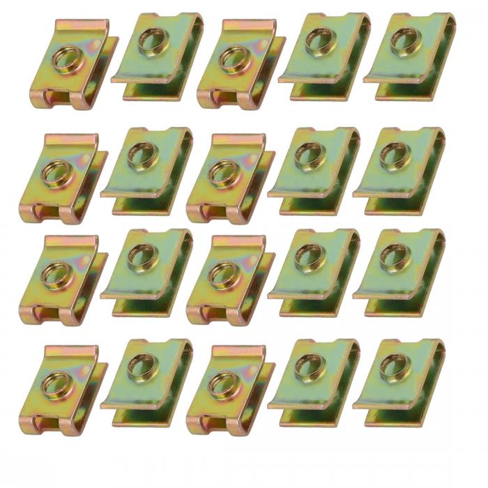 U ナット スピードファスナー スプリングスチール 真鍮トーン M5ねじ用 20個入り