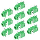 PCB実装用DCコネクタ PJ322 3.5mmソケット 5ピン グリーン 10個入り