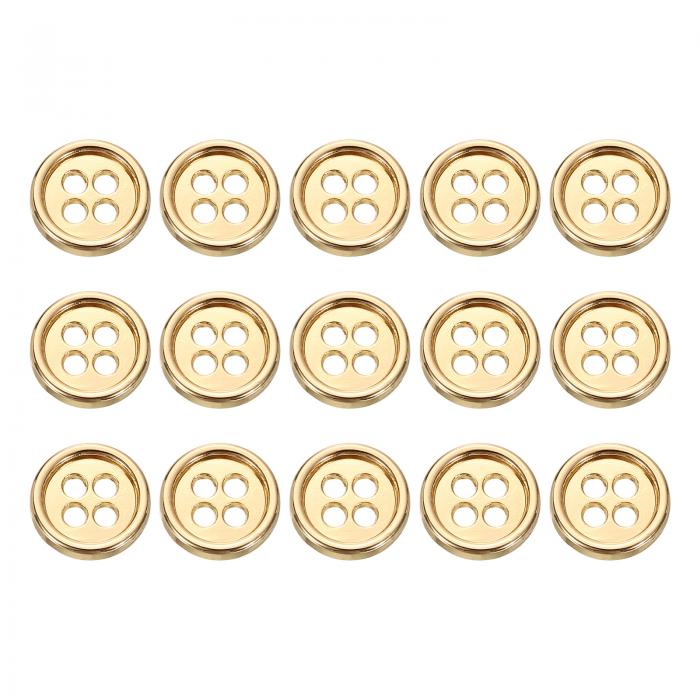 15個 金属ボタン10mm（0.39インチ）4つ 穴合金丸いボタンクラフト裁縫アクセサリー 衣類DIYクラフト装..