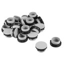 ホールパネルプラグ プッシュボタンスイッチ プラスチック 30mm ブラックグレー 24個入り