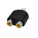 ブラック RCA2メス−1オス ソケットフォノオーディオ Yスプリッタアダプタコンバータ(2)