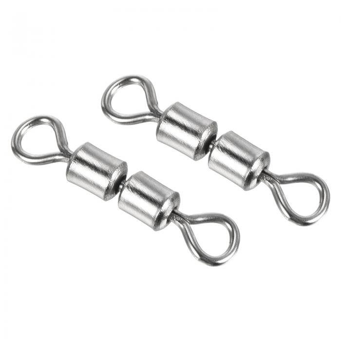 PATIKIL 高速2ローラースイベル 20個 37lb 銅バーレルビーズチェーンローリング 海水淡水釣り用 シルバー