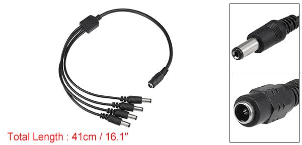 DCパワースプリッタケーブル DCパワースプリッタケーブル CCTVセキュリティカメラ用 2.1mmx5.5mm ブラック 1メス - 4オスコネクター 41cm