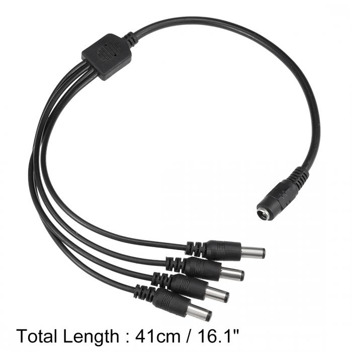 DCパワースプリッタケーブル DCパワースプリッタケーブル CCTVセキュリティカメラ用 2.1mmx5.5mm ブラック 1メス - 4オスコネクター 41cm