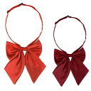 Allegra K 蝶ネクタイ 調節可能ネック ストラップ 無地 かわいい蝶ネクタイ2個 レディース レッド+ダークレッド ワンサイズ