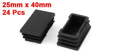 ソウテン 角パイプキャップ 長方形内栓 ブラック プラスチック 25mm x 40mm 24個セット …