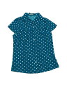 Allegra K 水玉トップス シャツ 半袖 ヴィンテージ カジュアル レディース レイクブルー XS