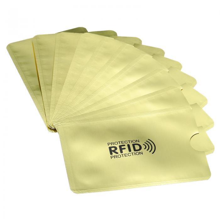 RFIDブロッキングカードスリーブ 非接触プロテクターホルダー NFC財布用 イエロー 10個入り