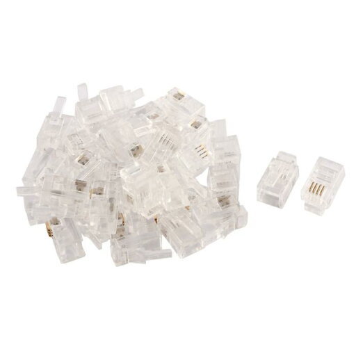 RJ9電話コネクター プラスチック製ゴールドトーン モジュラープラグ用アダプター 30個入り RJ9電話コネクター プラスチック製ゴールドトーン モジュラープラグ用アダプター 30個入り