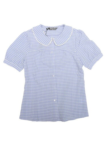 Allegra K トップス チェック ブラウス 半袖 コントラスト カラー カジュアル レディース ライトパープル XS Allegra K トップス チェック ブラウス 半袖 コントラスト カラー カジュアル レディース ライトパープル XS