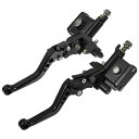 オートバイのマスターシリンダーブレーキハンドル 22 mm ユニバーサル Hondaに対応 アルミ合金 ブラック 1ペア