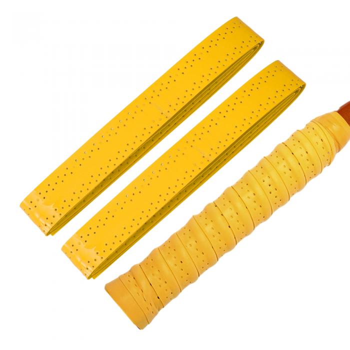 CAPASTEC グリップテープ テニス バドミントン 2本セット 多孔型 凸凹仕様 グリップ テープ 衝撃吸収 通気性抜群 ラケット用 ウェットタイプ 黄