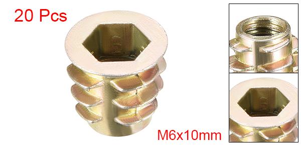インサートナット 六角ソケット 亜鉛合金 M6 長さ10mm 20個入り 2