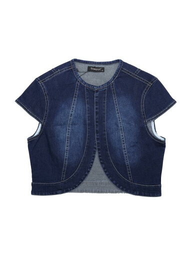 Allegra K クロップジャケット デニムカーディガン スリムフィット キャップスリーブ レディース ドラックブルー M Allegra K クロップジャケット デニムカーディガン スリムフィット キャップスリーブ レディース ドラックブルー M