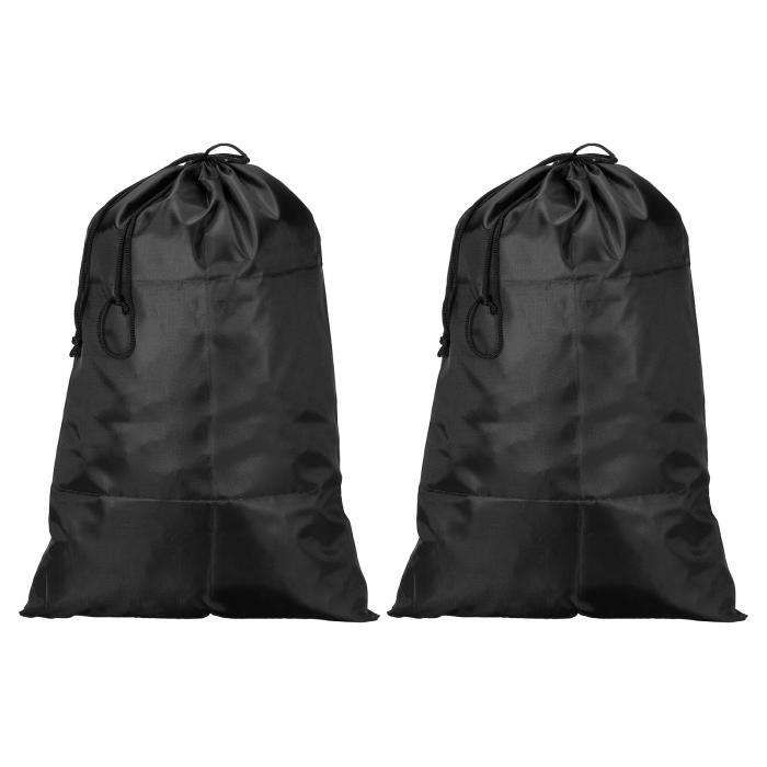 PATIKIL 衣類収納巾着袋 2個 65cm高さ 衣類毛布 ダブル巾着収納袋 キャンプ旅行用 ブラック