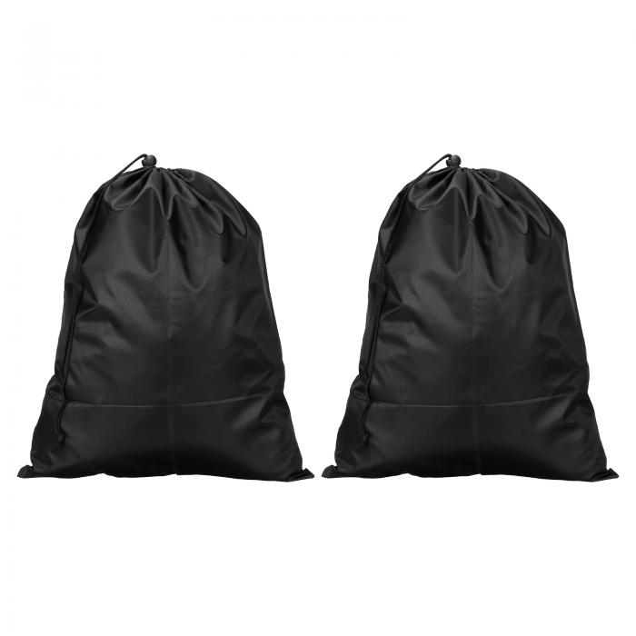 PATIKIL 衣類収納巾着袋 2個 44cm高さ 衣類毛布収納袋 キャンプ旅行用 ブラック