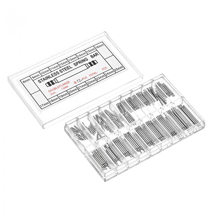 216マルチ-サイズ 時計スプリングバー　ステンレス鋼製　シルバートーン　8?25mm幅の時計ラグ用　1.4mm..