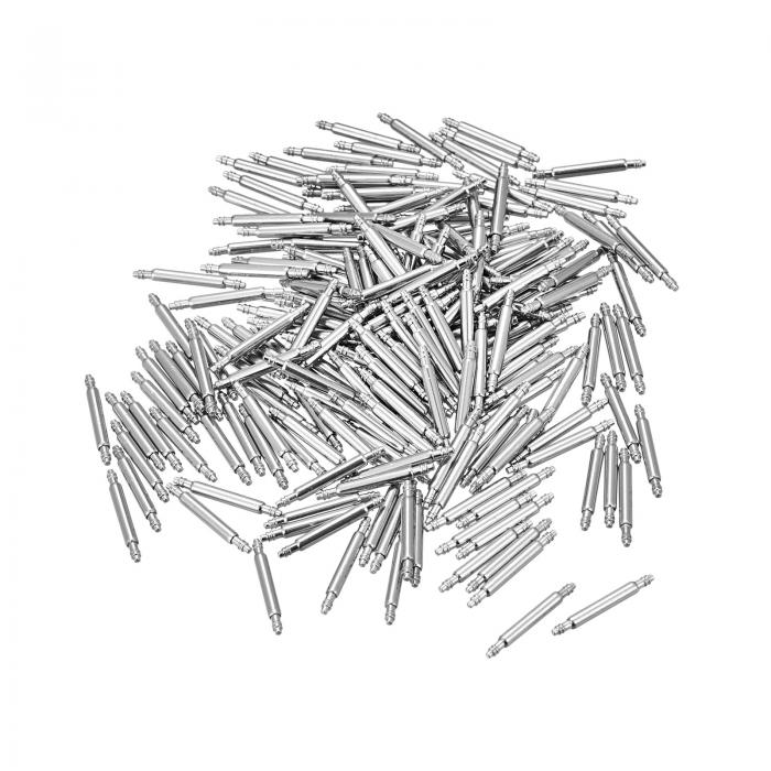 時計スプリングバー ステンレス鋼製 シルバートーン ダブルフランジチップ設計 修理用時計リストバンド..