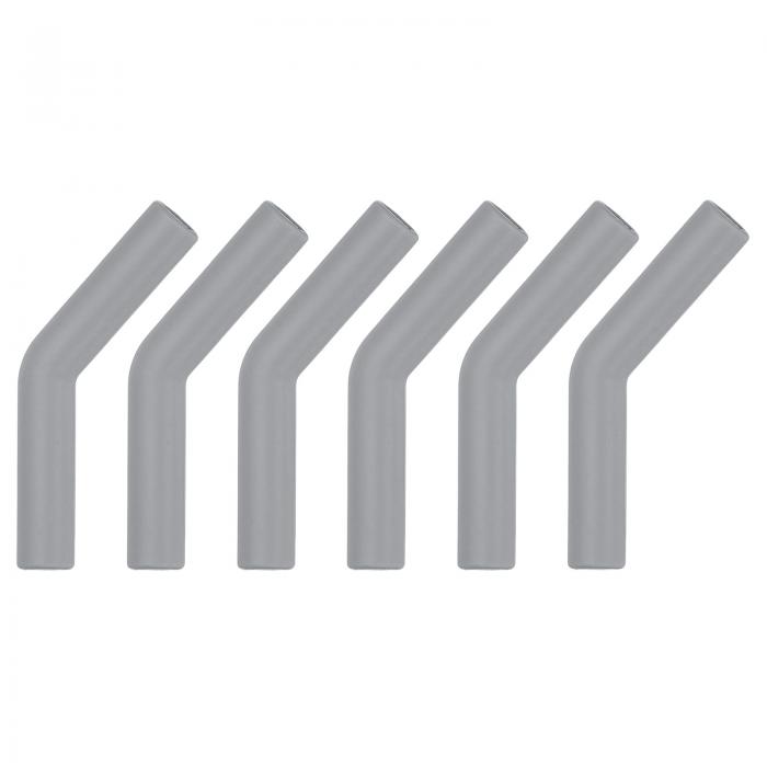 6個 シリコンストロー先端 柔らかい再利用可能な金属カバー 10mm/0.39" ODステンレス製 グレー