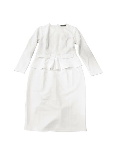 Allegra K シースドレス ボディコンワンピース 七分袖 ペンシルドレス ペプラム 通勤 ラウンドネック オフィス レディース ホワイト M Allegra K シースドレス ボディコンワンピース 七分袖 ペンシルドレス ペプラム 通勤 ラウンドネック オフィス レディース ホワイト M