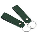 レザーキーチェーン PUキーリング キーホルダーストラップ 財布用 バッグ用 グリーン 2個入り