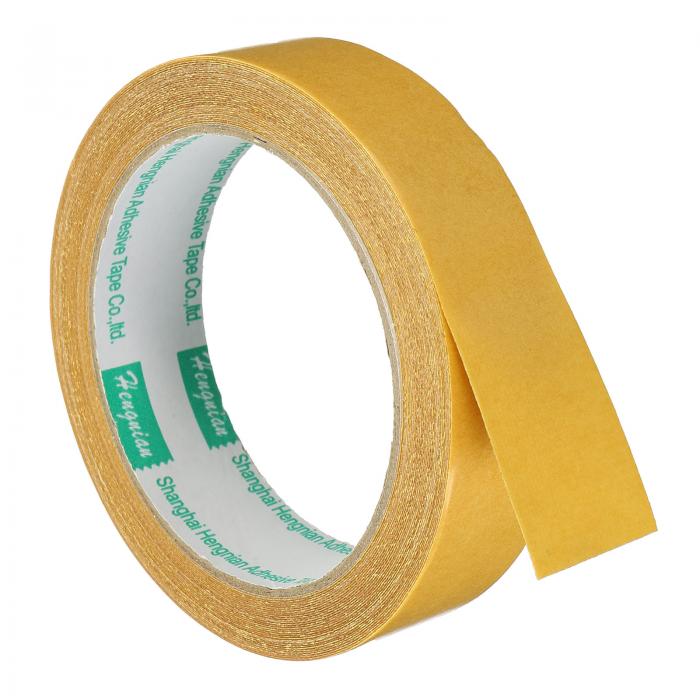 両面粘着テープ ダクトクロス メッシュ生地 カーペット ラグ用 イエロー 幅25 mm 長さ10 M