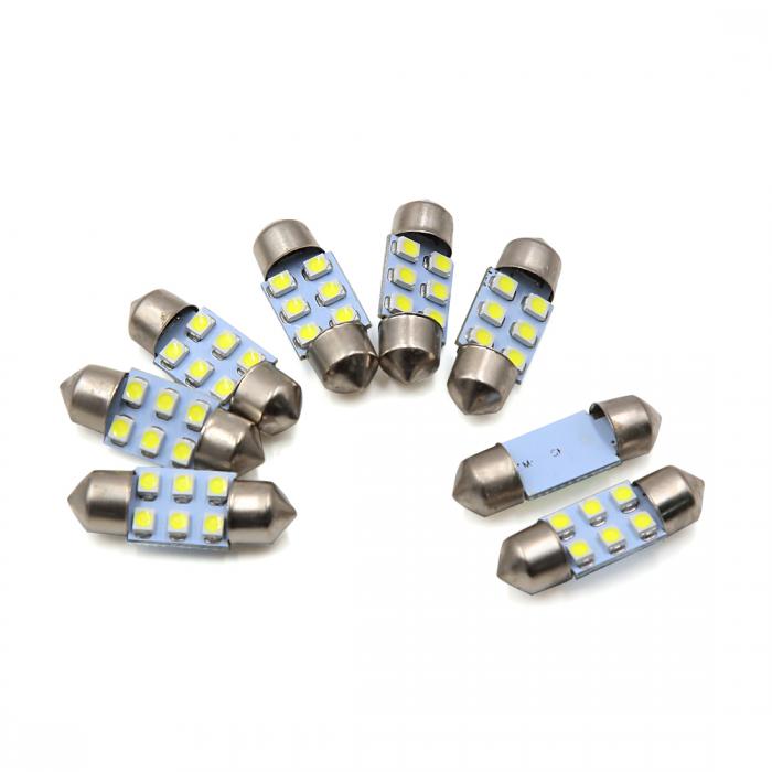 花飾りドームライト ホワイト LED 自動車バルブ 31mm 花飾り 6 1210 ドーム マップ 内装灯 ランプ 8個..