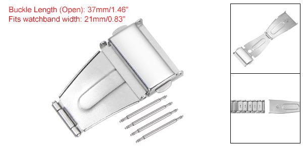 時計展開クラスプ プッシュボタンバックル 21 mm幅 ステンレス鋼 時計バンドエクステンダー シルバートーン