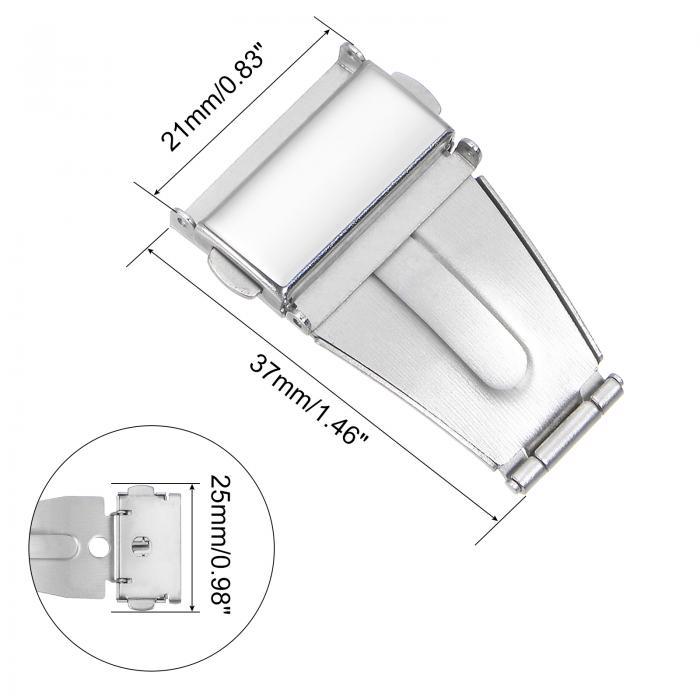時計展開クラスプ プッシュボタンバックル 21 mm幅 ステンレス鋼 時計バンドエクステンダー シルバートーン