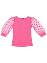 Allegra K ブラウス シースルー 七分袖 シフオンブラウス セックシー 水玉 スクエアネック シャツ オフィス メッシュ トップス 着痩せ おしゃれ ゴージャス レディース ホトピンク S
