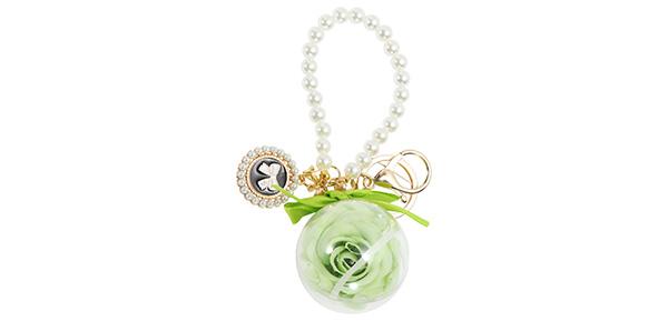 CAPASTEC フラワーキーチェーン キーホルダー 手作りバラ 薔薇 ローズ バッグチャ...