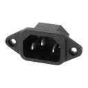 電源インレットソケット インレット電源ソケット ブラック シルバートーン プラスチック 金属 AC250V 10A IEC320 C14