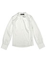 Allegra K ブラウス レディース 長袖 サテンブラウス リボン付き シャツ オフィス カジュアル トップス 着痩せ おしゃれ ボウタイブラウス 通勤 ホワイト S