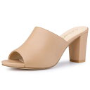 Allegra K サボ ミュール サンダル スライド チャンキーヒール スリップオン レディース ヌード 26.0cm(4)