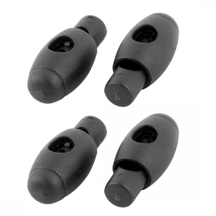 コードロック 衣類 滑走 スライダー プラスチック シングル穴 スプリング搭載 ブラック 4個入り