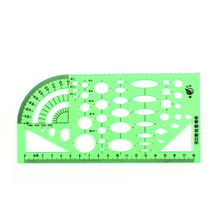 テンプレート定規 製図 図面 多目的 マッピング型枠 グリーン