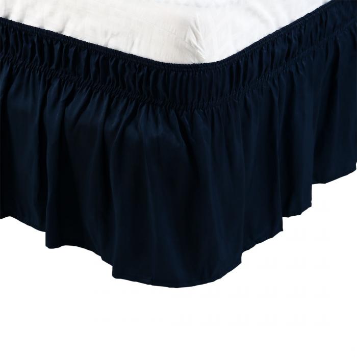 ベッドスカート ベッドカバー ダブルサイズ ベッドエプロン プリーツベッドスカート ラップランドダストフリル ポリエステル 38cmのフリル ネイビーブルー
