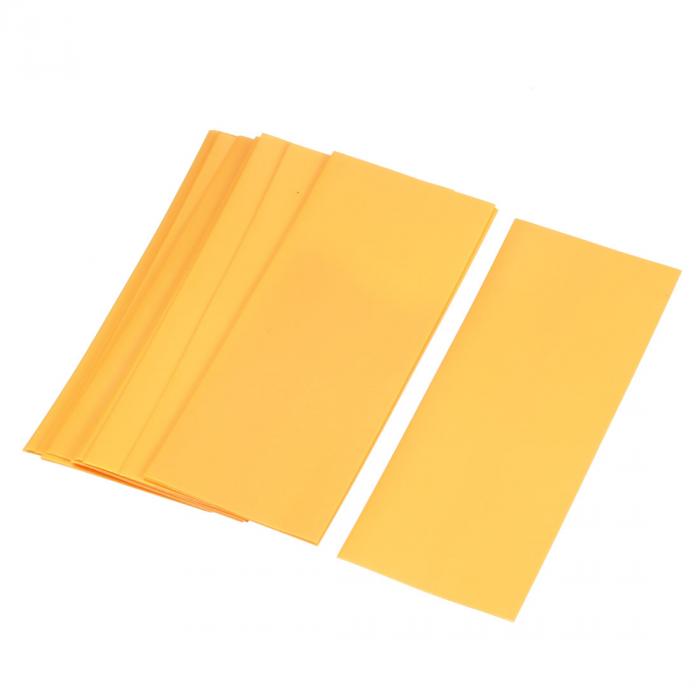 PVC熱収縮チューブ シングル18650バッテリー用 イエロー フラット幅29.5mm 長さ72mm 20個入り