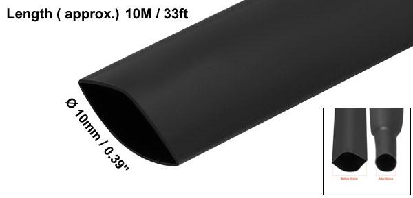 ソウテン uxcell 電気絶縁チューブ 熱収縮チューブ ワイヤ接続チューブ 縮小率2：1 直径10mm 長さ10m ブラック